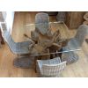 1.2m Reclaimed Teak Root Square Dining Table with 4 Zorro Chairs - 2